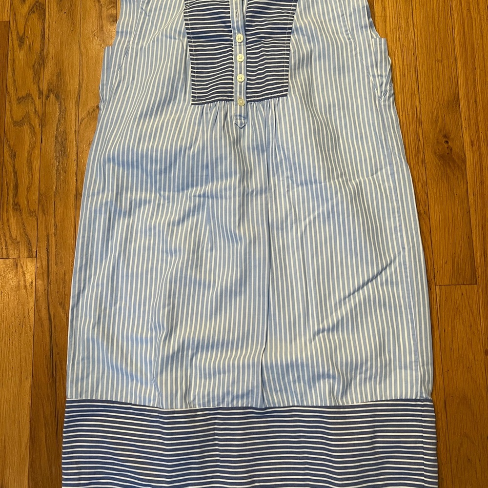LOFT Light Blue and White Striped dress